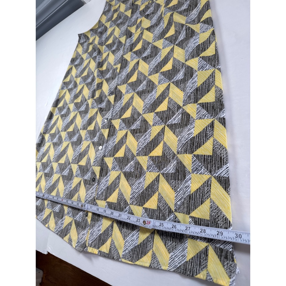 Alfani Womens Yellow Grey‎ Geometric Triangle Sleeveless Button Front Dress 10 - Picture 8 of 9